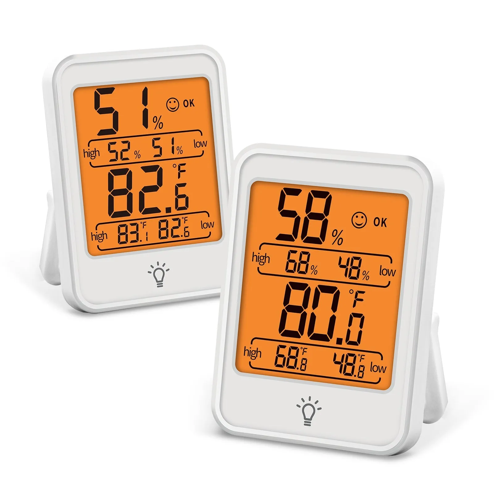 EAGLE PEAK Digital Hygrometer, 2 Pack Indoor Thermometer Humidity Gauge with Temperature Humidity Monitor