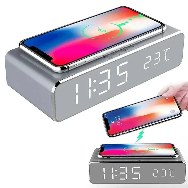 Fast Charging Dock with Alarm Clock and Thermometer