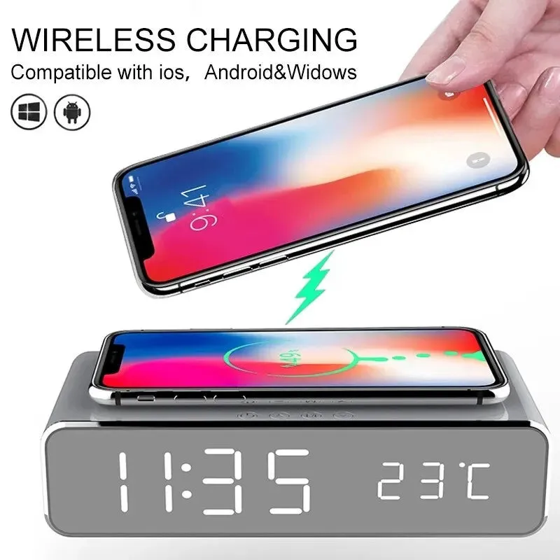 Fast Charging Dock with Alarm Clock and Thermometer