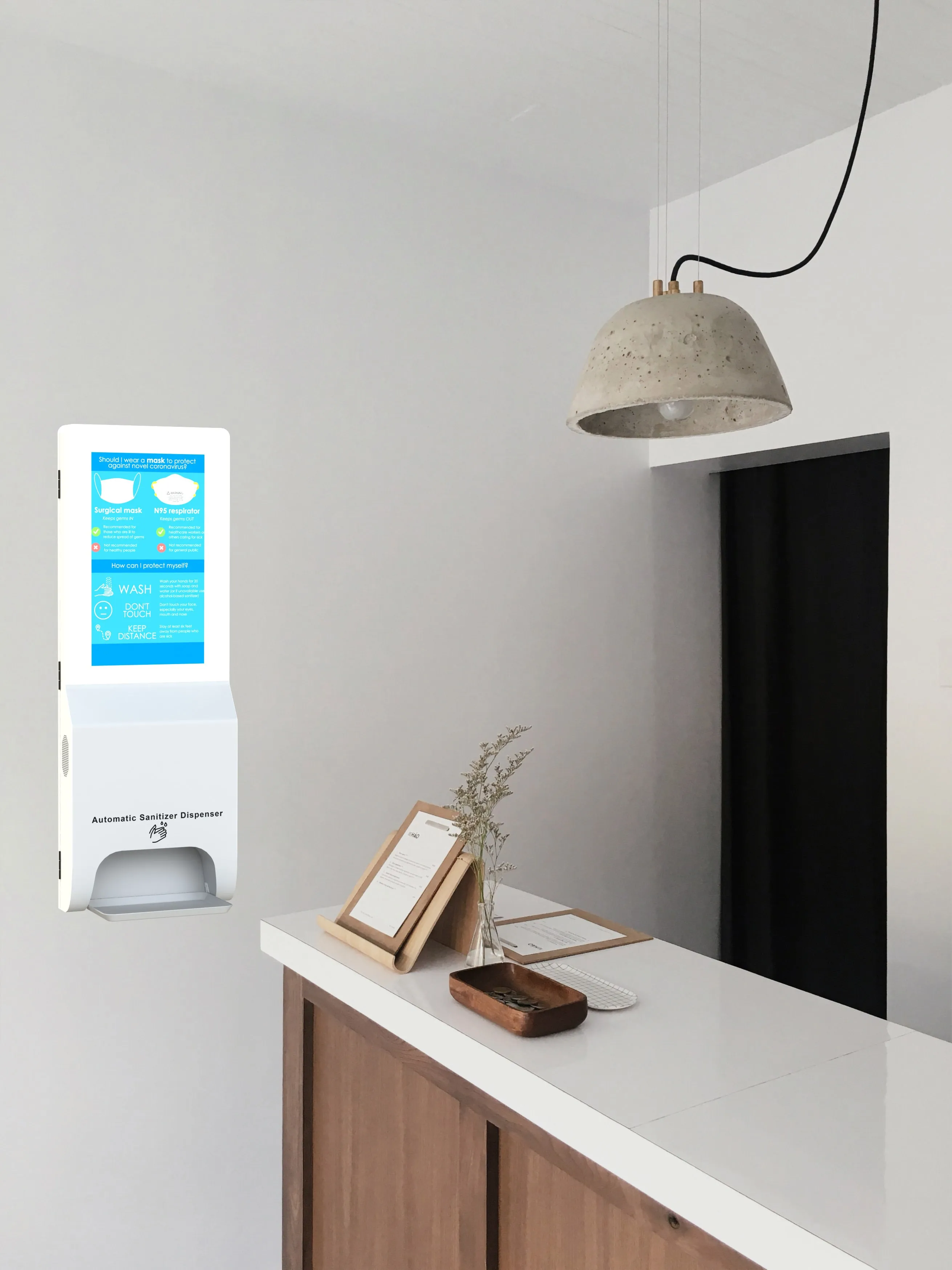 MELu 22 Wall Hanging Digital Ad Sanitizer with Non-Touch IR Thermometer