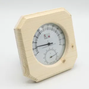 Single Sauna Accessory Wooden Hygrothermograph Thermometer Hygrometer Sauna Room