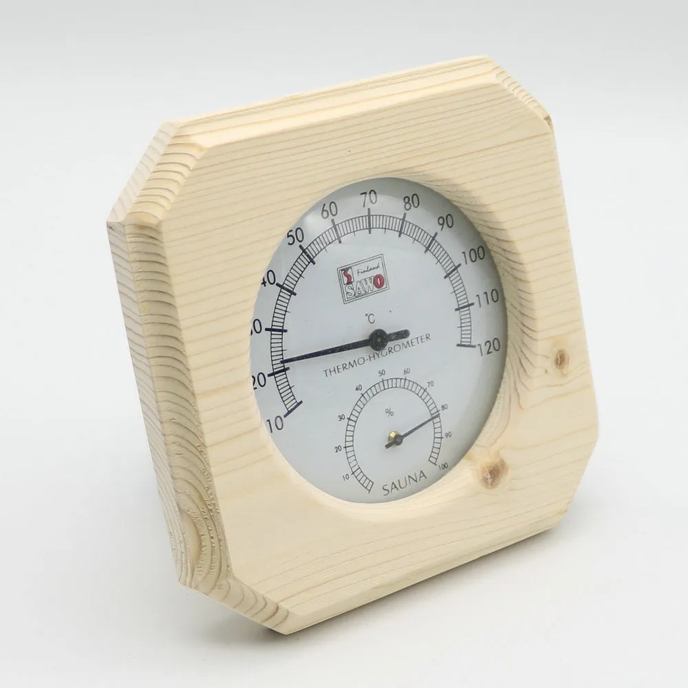 Single Sauna Accessory Wooden Hygrothermograph Thermometer Hygrometer Sauna Room