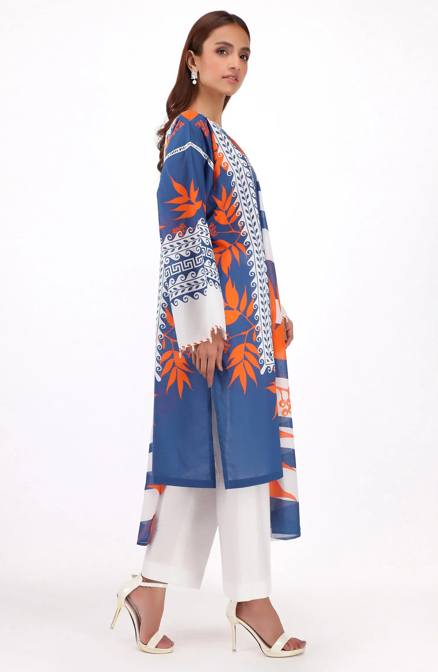 Unstitched 2 Piece Printed Cambric Shirt and Lawn Dupatta (NRDS-22-052/U BLUE)